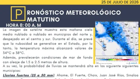 Sinaloa: Sábado de Calor Intenso y Fuertes Lluvias; Monzón Mexicano y Baja Presión Azotan la Región