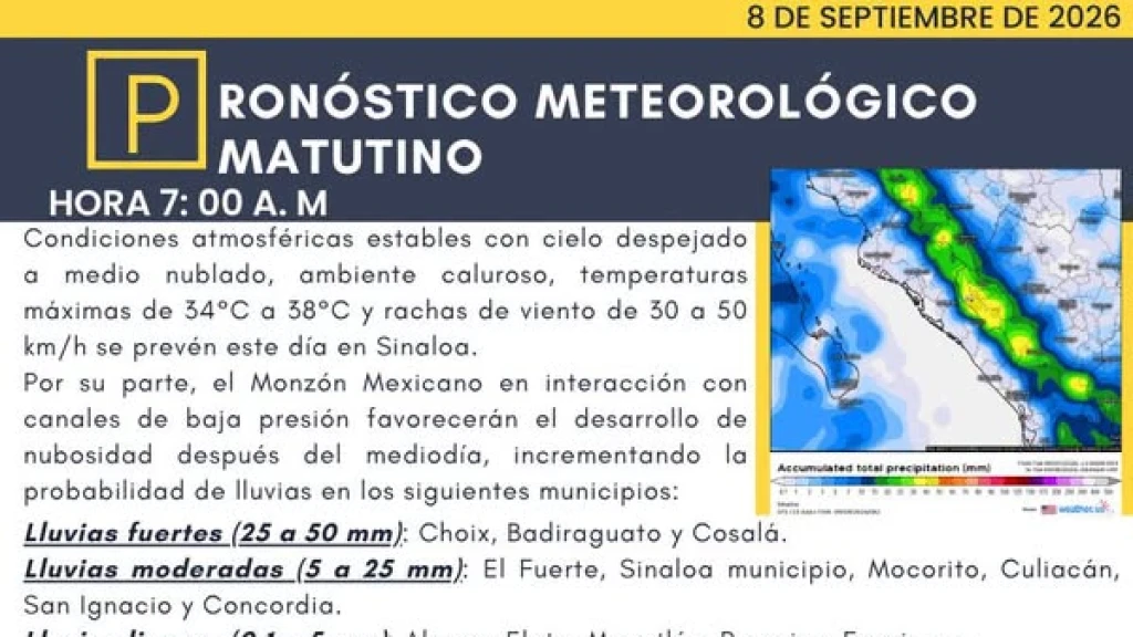 Alerta en Sinaloa: Monzón Mexicano Intensifica Lluvias y Calor en Sierra y Centro
